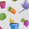 Colorful Decorative Potted Pla Midweight Cotton Poplin