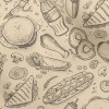 Sketch Realistic Fast Food Micro Fleece