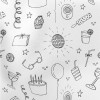 Line Drawing Of Birthday Cake  Lightweight Cotton Poplin