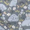 Blue Rabbit And Flowers Stretch Ponte