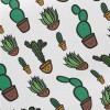 Cute Cactus Doodle Midweight Cotton Poplin