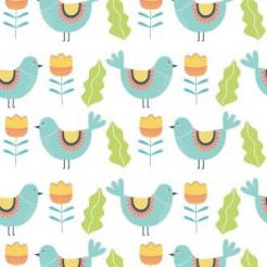 Bluebird And Flowers