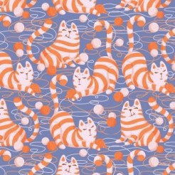 Lazy Striped Cat Playing With 