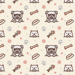 Dog And Cat Fish And Dog Bone