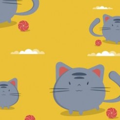 Round Cat And Yarn Ball