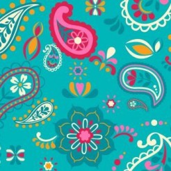 Green Paisley Flowers