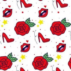 Red Lip Rose High Heels