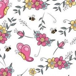Cartoon Butterfly And Bee