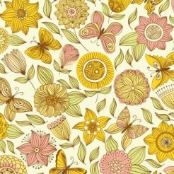 Various Flowers And Butterflie