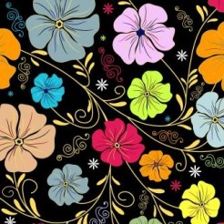 Colored Flowers On Black Backg