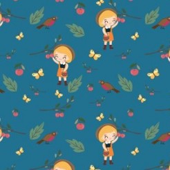 Little Girl Harvesting Fruits