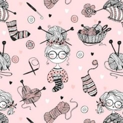 Girl In Glasses Knitting Yarn