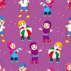 Children Walking On Stilts And