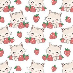 Smiling Cat With Strawberry