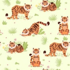 Tiger Playing In The Grassland