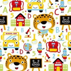 Cute Leopard Goes To School