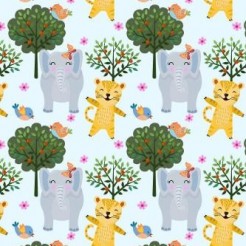 Happy Leopard Playing With Ele