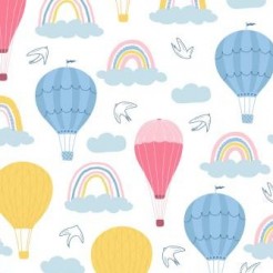 Rainbow And Hot Air Balloon