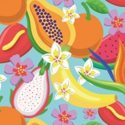 Papaya, Dragon Fruit, Orange