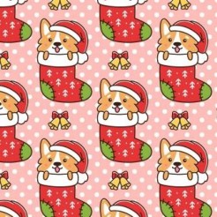 Cartoon Corgi Christmas Stocki