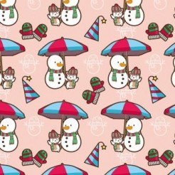 Funny Snowman And Kitten