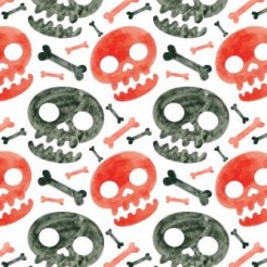 Watercolor Two-color Skull