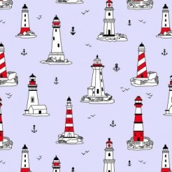 Lighthouse And Flying Seagulls