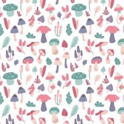Playful Mushrooms With Leaves