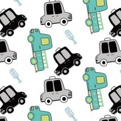 Busy Taxis And Trucks