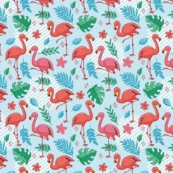 Tropical Leaves Flamingo