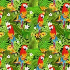 Flowers And Parrots