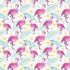 Green Leaves And Flamingos