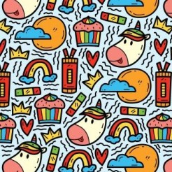 Cartoon Playful Unicorn