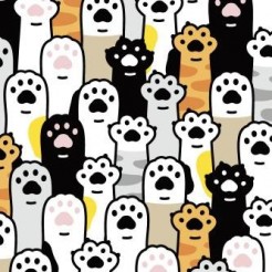 Cute Cat Paw Raising Hands