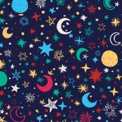 Crayon Doodle Stars And Moon