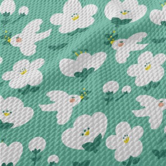 Cute And Gentle Flowers And Bi Birdseye Piqué