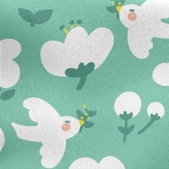 Cute And Gentle Flowers And Bi Jersey Backed Fleece