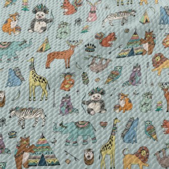 Hand Drawn Indian Animals Birdseye Piqué