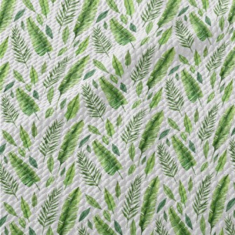 Hand Drawn Delicate Leaves Birdseye Piqué