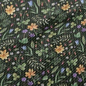 Watercolor Style Flowers And P Birdseye Piqué