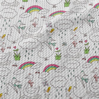 Simple Cartoon Swan Birdseye Piqué