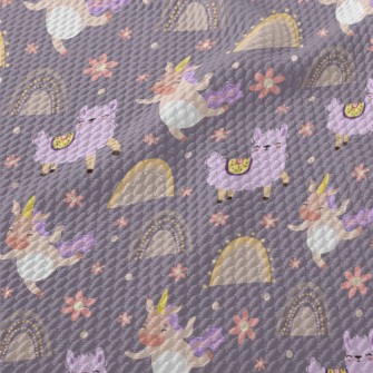 Happy Alpaca And Unicorn Birdseye Piqué