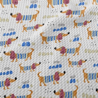 Cartoon Dachshund Dog Birdseye Piqué