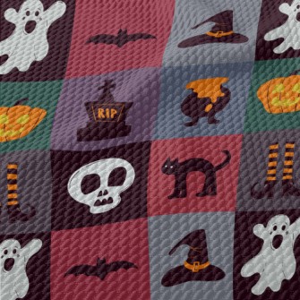 Spooky Pumpkin Witch Trellis Birdseye Piqué
