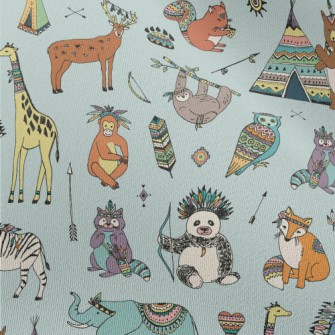 Hand Drawn Indian Animals Chiffon