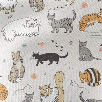 Hand Drawn Funny Pet Cat Waterproof Canvas