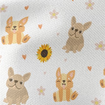 Cute Puppy And Sunflowers Waterproof Canvas