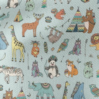 Hand Drawn Indian Animals Waterproof Canvas