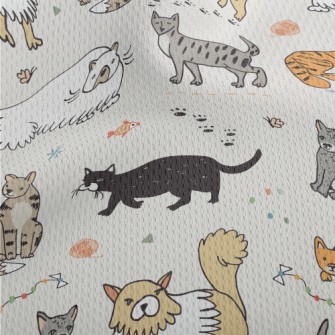 Hand Drawn Funny Pet Cat Athletic Mesh Flat Back