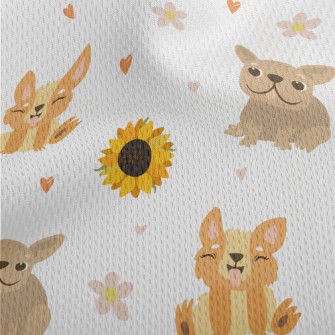 Cute Puppy And Sunflowers Athletic Mesh Flat Back